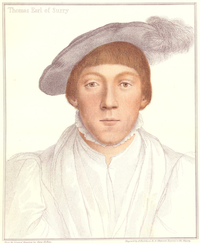 Thomas Howard, Earl Of Surrey by Bartolozzi / Holbein. Henry VIII's court 1884